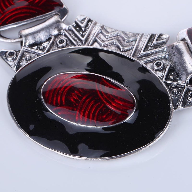 YAZILIND Ethnic Multicolor Embossed Oval Gangle Bib Collar Earrings Necklace Jewelry Set - Image 4